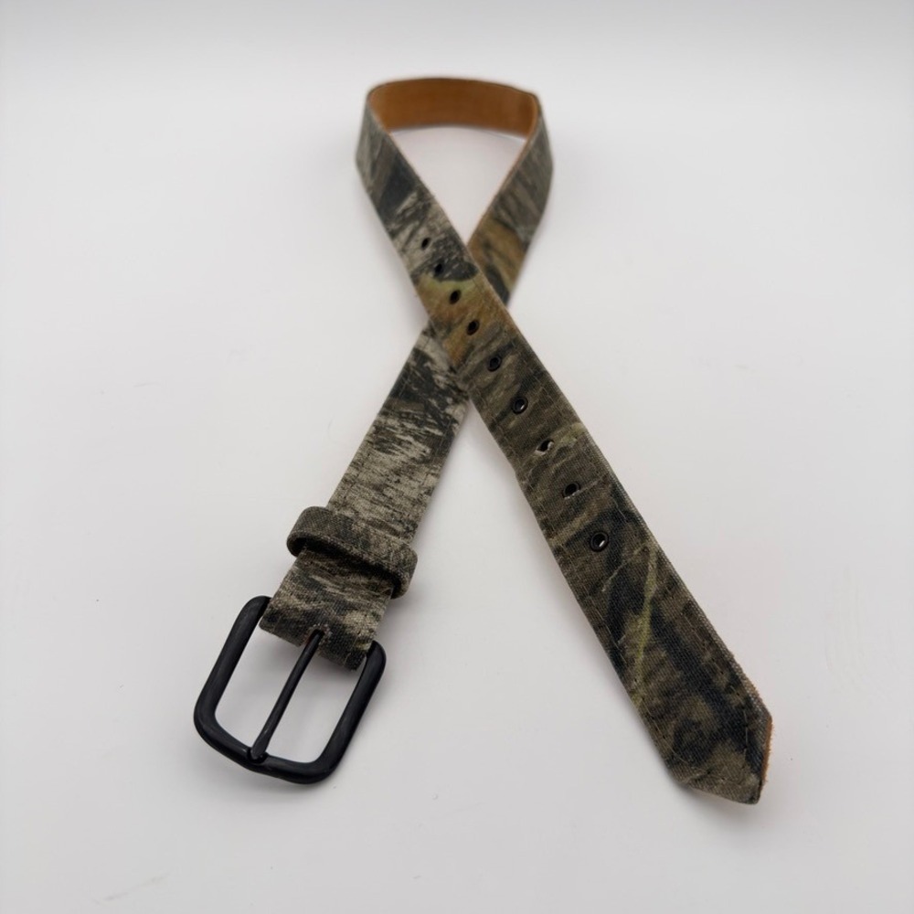Mossy Oak Camo‎ Canvas Leather Belt Fits 34-42 Waist Hunting Outdoor